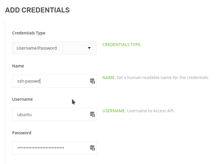 create SSH username and password