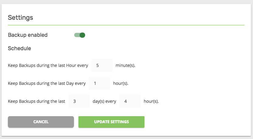 Backup Schedule Settings