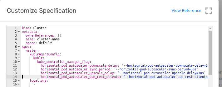 Parameters for HPA features