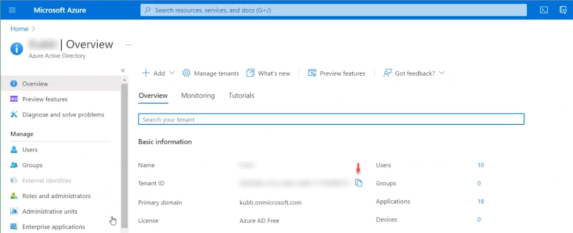 Copy Tenant ID