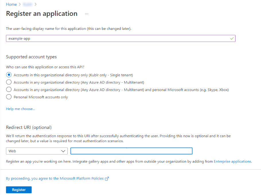 Create new application