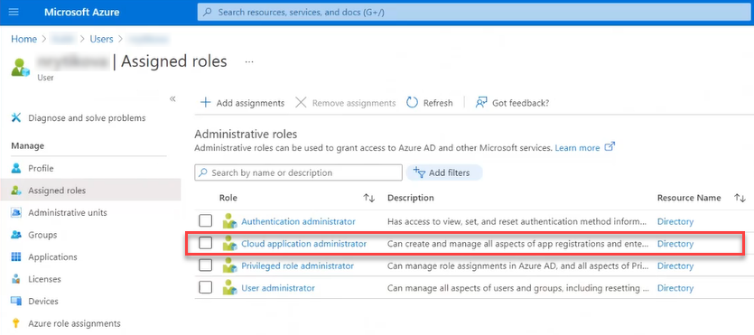 User - view assingned roles