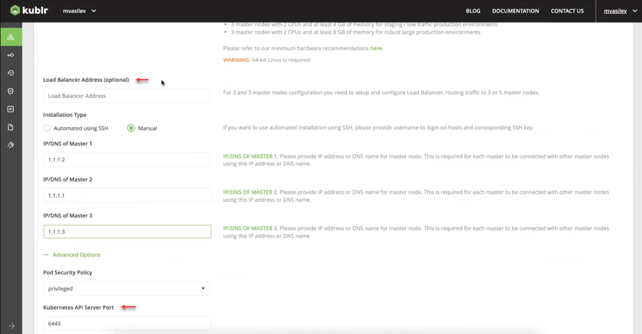 Setting Master and Work Nodes