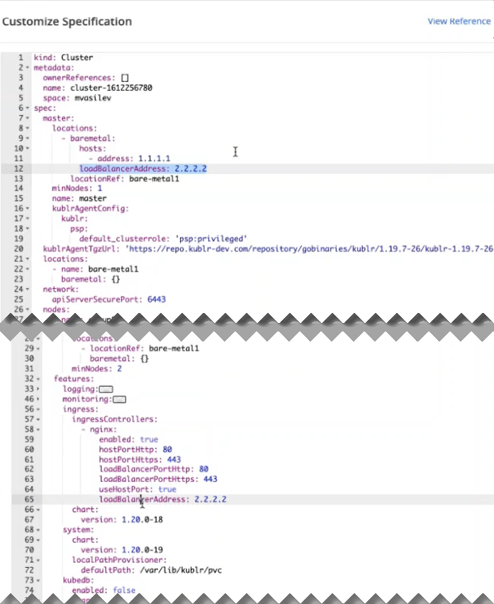 Setting Load Balancer via Specification