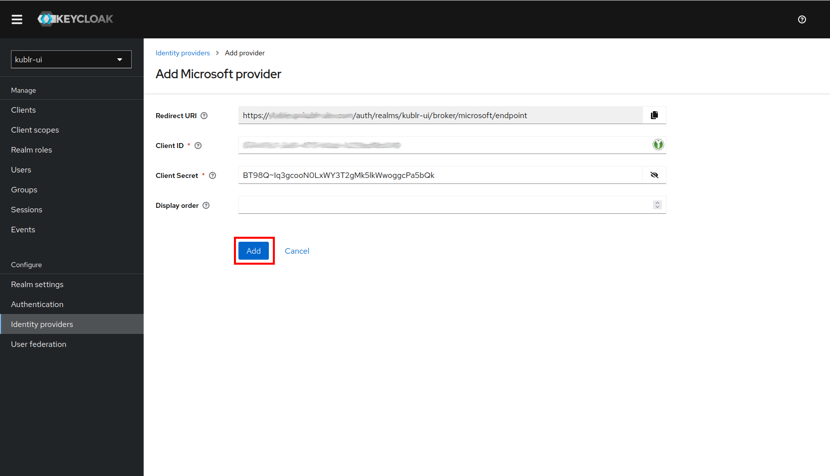 Keycloak - adding Microsoft provider